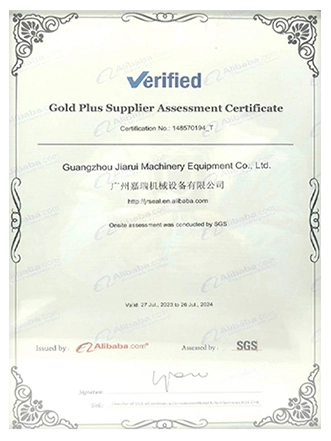 gold plus supplier assessment certificate